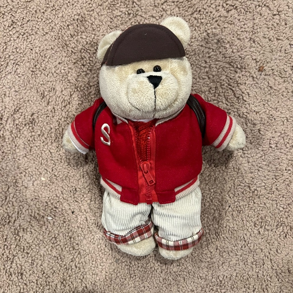 Starbucks Bearista Bear in Red Jacket and Brown Cap 2004